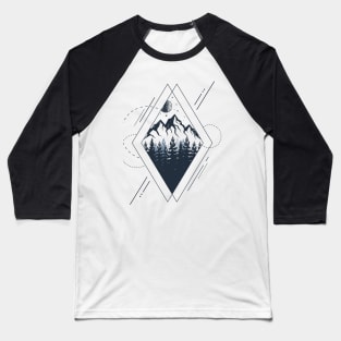 Mountains. Geometric Style Baseball T-Shirt